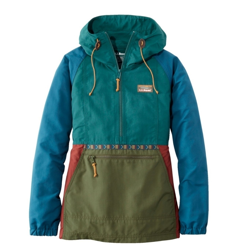 L.L. Bean Multicolor Hooded Anorak 1/4 Zip, Size Medium